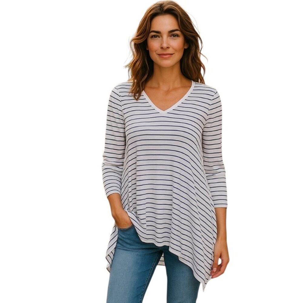 Vintage Tommy Bahama Women's Top White Purple Striped Size Small NWOT